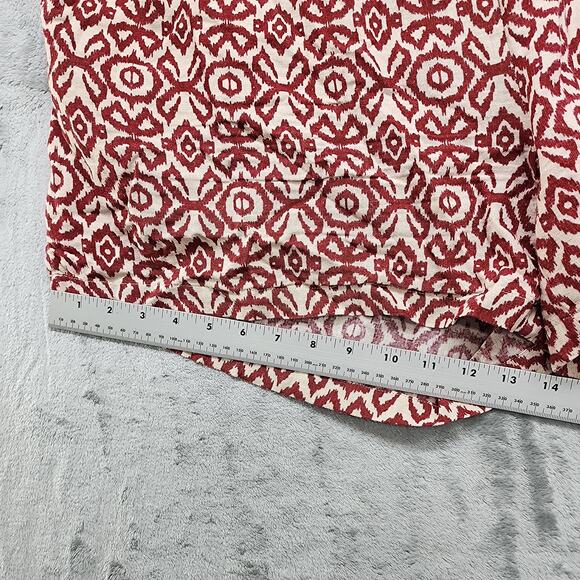 Waterproof Vintage Shorts Womens XXL Red Merlot Geometric Printed Linen Pull On - Picture 10 of 11